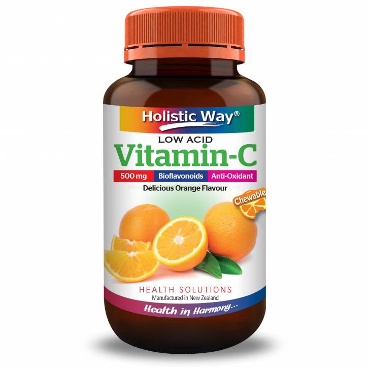 Holistic Way Chewable Vitamin-C 500mg (Low-Acid) (50 Tablets)