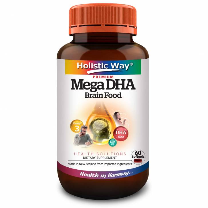 Holistic Way Mega DHA Brain Food 500mg (60 Softgels)