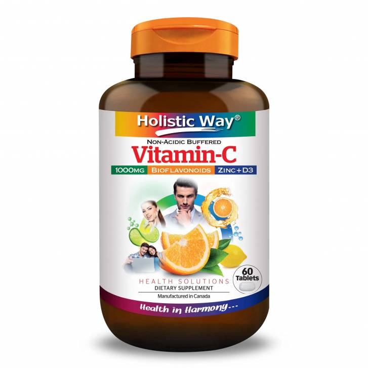 Holistic Way Non-Acidic Buffered Vitamin-C 1000mg (60 Tablets)